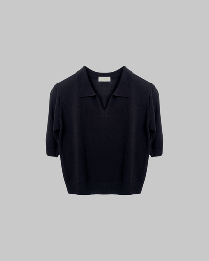 Linen knitted polo