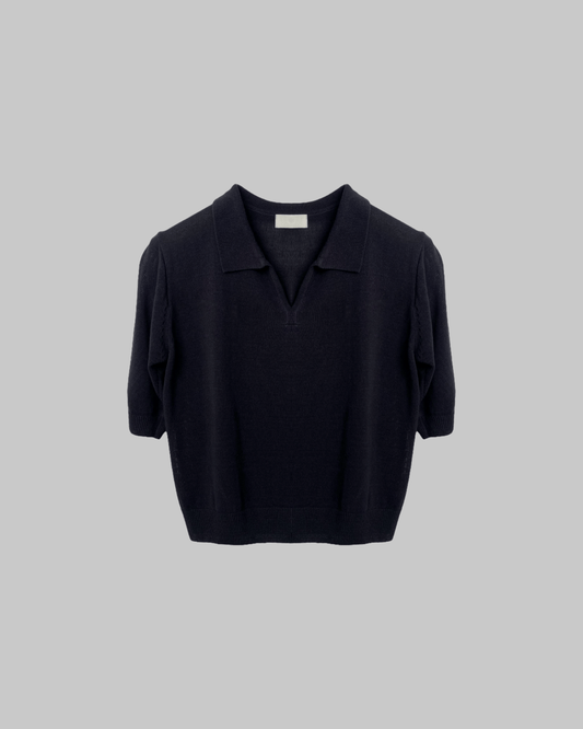 Linen knitted polo