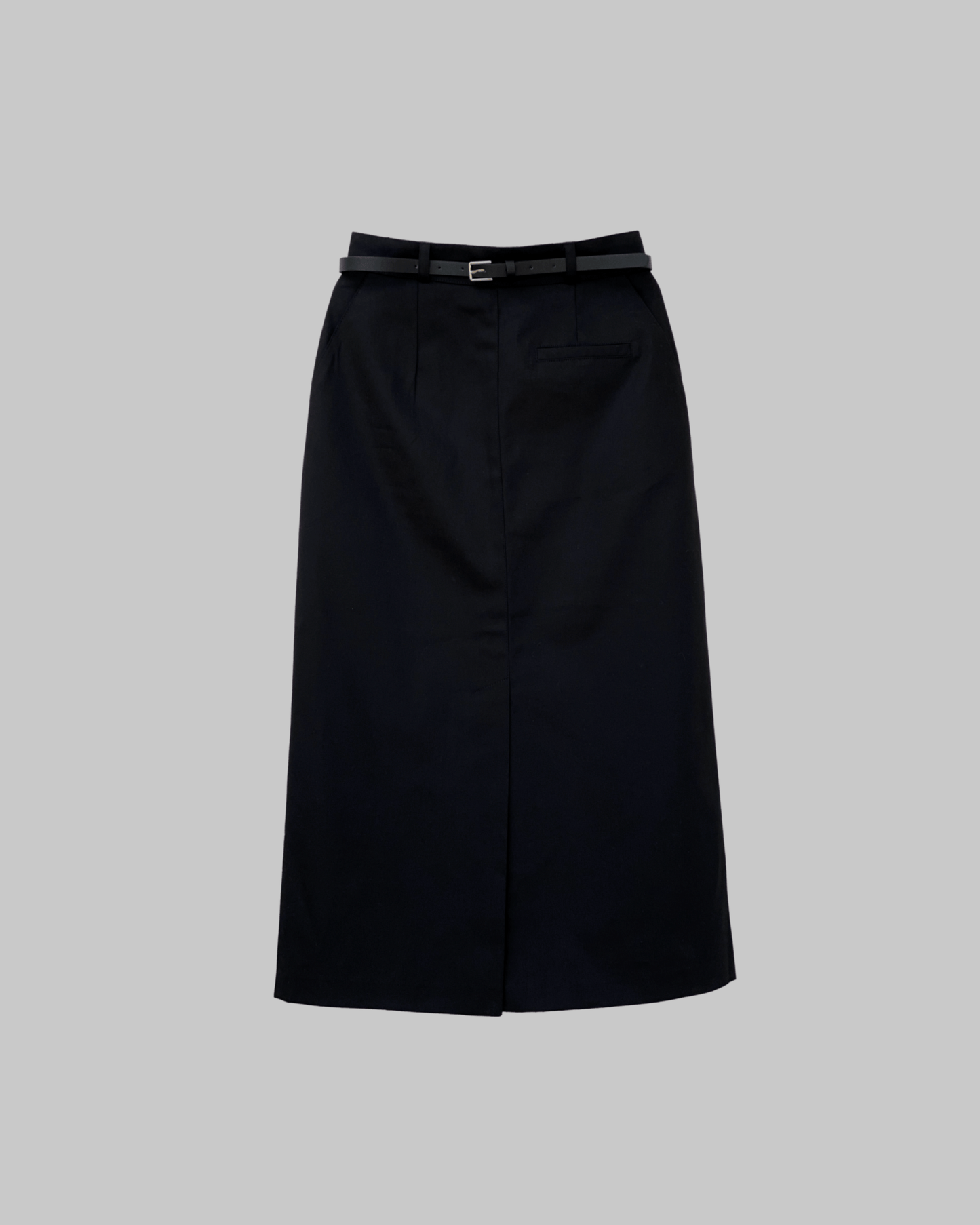 [ベルト付属]Cotton slitted skirt