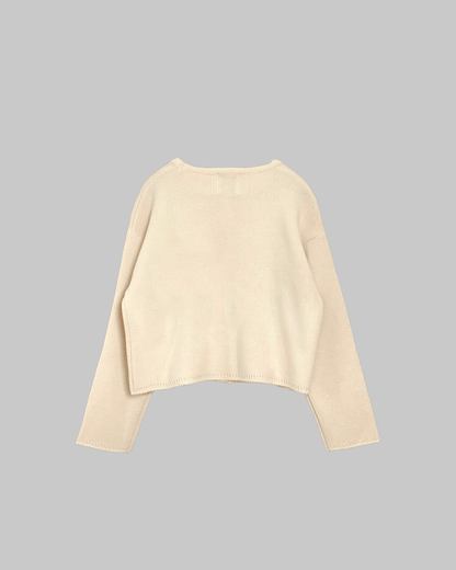 Crewneck knit cardigan